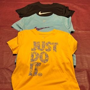 Three Nike youth medium T-shirts, dri-fit